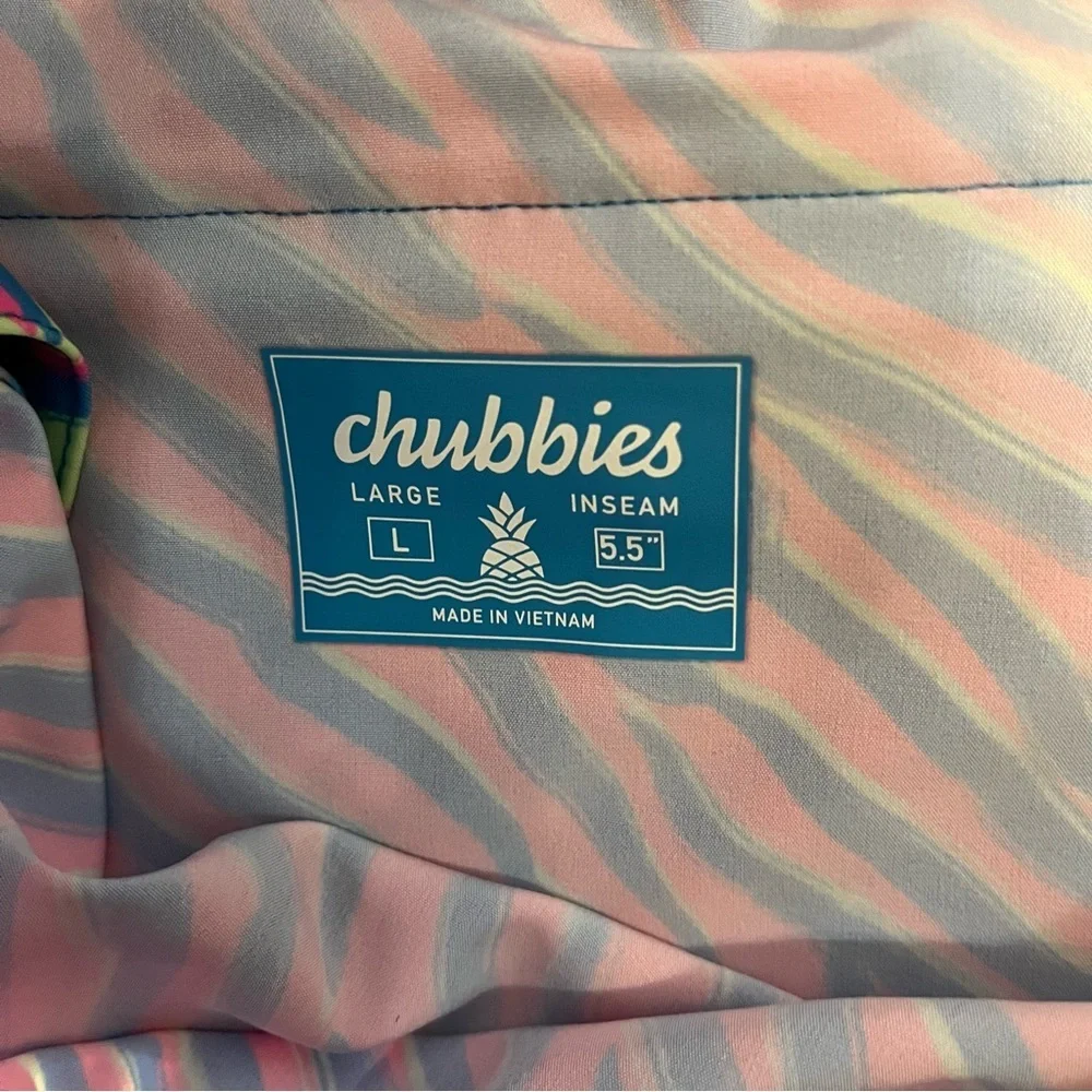 Chubbies Vibrant Zebra Print Swim Trunks Shorts 5.5” L